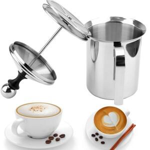 스테인레스 스틸 더블 메쉬 우유 크리머 폼 커피 거품기 수동 Frother 주방 도구 400/800ML