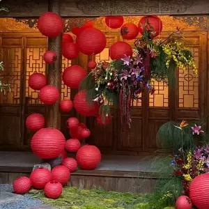 호환  10cm 32 색상 사용 가능 종이 랜턴 생일 웨딩 크리스마스 파티 장식 랜턴 볼 축제 용품