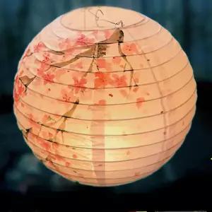 호환   스타일 종이 랜턴 매화 꽃 연꽃 대나무 라운드 종이 랜턴 웨딩 파티 장식 공