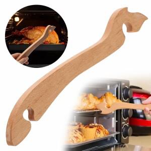 오븐 당김 스틱 토스터 랙 풀러 나무 S 곡선 디자인 내열성 화상 방지 오픈 입 베이킹 도우미