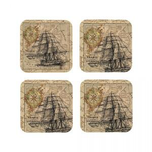 빈티지 해적선 선원 골동품 세계지도 컵 받침 장식 및 테이블 액세서리 식기류 플레이스매트 냅킨 커피 매