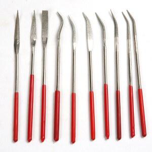 10 개/대 다이아몬드 바늘 파일 4 160mm 코팅 Lapidary 구부러진 곡선 기계식 시계 쥬얼리 도구 세트
