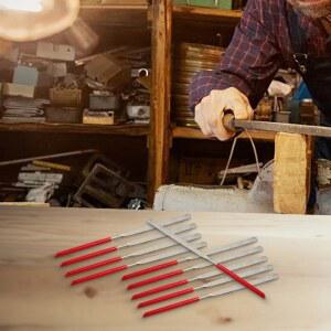 바늘 파일 세트 미니 룸 홈 10개/세트 전기 도금 다이아몬드 그라인딩 레드 실버