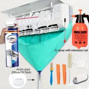 호환  68pcs 90cm35.4in 두꺼운 에어컨 청소 커버 키트 배수 파이프 스프레이 브러시 여름 세트와 9000-180