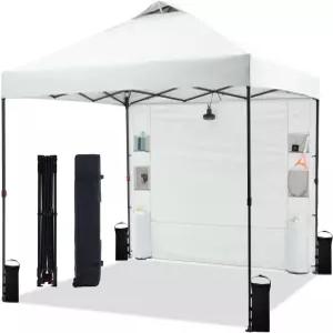 Tunbne 8 x8 팝업 캐노피 텐트 측벽 1개와 포켓 6개 푸시 설정 1개 비치 파티오 야외용 통풍 지붕이 있는
