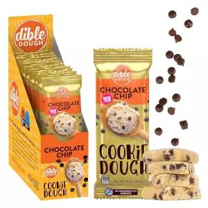 다이블 도우 식용 쿠키 바 모든 천연 재료 저칼로리 간식 - 1회 제공량당 비냉장 스낵 10팩 초콜릿 칩