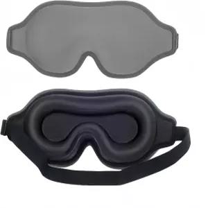 여성용 3D 컨투어 슬립 마스크 남성용 완벽한 블랙아웃 커버 스트랩 실크 라이크라 에르고 수면 여행용