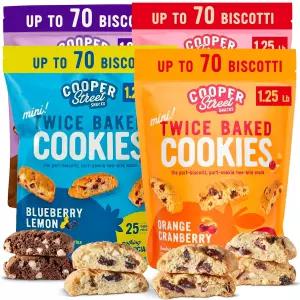 쿠퍼 스트리트 두 번 구운 비스코티 쿠키 버라이어티 팩 - 봉지당 커피나 차와 함께 사용하기에 이상적인