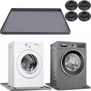 세탁기 배수 팬 실리콘 매트 건조기 드립 바닥 보호대 아래 트레이 27x27 인치 미끄럼 방지 누수 방수