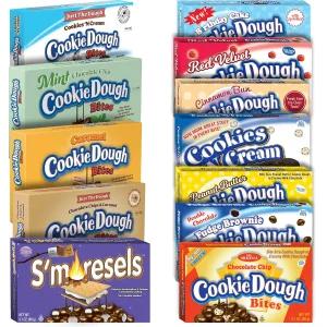 쿠키 도우 바이트 3.1온스 12가지 맛 초콜릿 칩 생일 케이크 카라멜 퍼지 브라우니 민트 땅콩 버터 N 크림