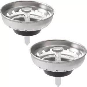 QruiLanTu 주방 싱크대 필터 및 플러그 조합 바구니 2개 손잡이가 있는 304 스테인리스 스틸 배수