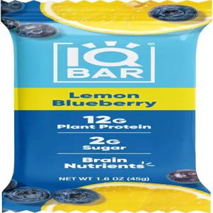 IQBAR 뇌 및 신체 케토 단백질 바 - 레몬 블루베리 4 카운트 에너지 저탄수화물 고섬유질 저설탕 식사 대체