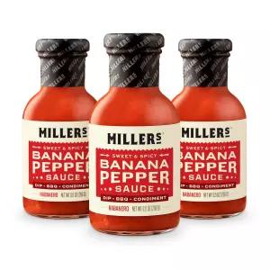 밀러의 바나나 페퍼 하바네로 핫소스 달콤한 매운 소스 - 구운 고기 바비큐 문지르기 치킨 윙 샌드위치 9.5