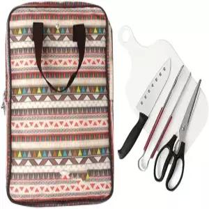 U5GAAALPPQ9 1세트 5개 야외 캠핑 주방용품 휴대용 도마 클립 통 가위 커터 요리 수납 가방 포함