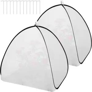 DECOHS 화이트 팝업 식물 그늘막 커버 텐트 2개 22 x 인치 정원 햇빛 차단 천 보호 야외 화분용 말뚝이