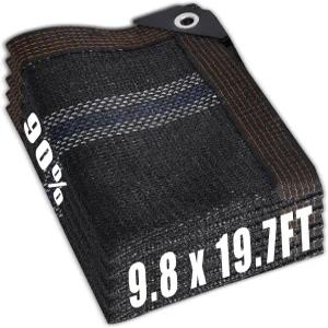 90 그늘 천 9.8x19.7피트 찢김 방지 선 그늘망 온실 식물 커버 치킨 쿱 파티오 및 퍼골라 블랙을 위한