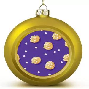 카라멜 팝콘 폴카 도트 퍼플 크리스마스 장식 트리 걸이 볼 파티 펜던트 2.4인치