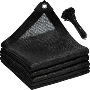 그로밋이 있는 반덤 90 쉐이드 천 6.5×10피트 블랙 타프 야외 파티오 현관 발코니 정원 반려동물을 위한