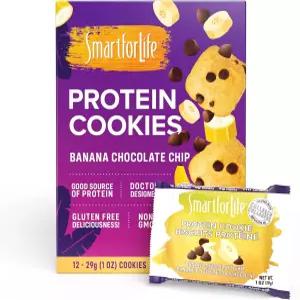 스마트 포 라이프 바나나 초콜릿 칩 단백질 쿠키 - 고단백 다이어트 12 카운트 식사 대용 이동 중 간식