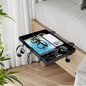 이층 침대 선반 기숙사 접이식 헤비 듀티 금속 플로팅 나이트스탠드 트레이 테이블 정리함 3 코드 구멍