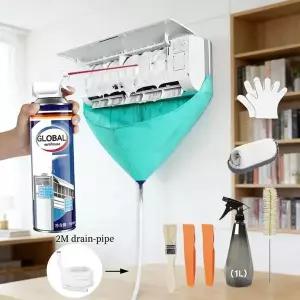 호환  범용 에어컨 청소 키트 벽걸이형 에어컨 유닛 청소 도구용 먼지 커버 및 수집 가방 가정용