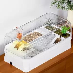 뚜껑이 있는 클리오란 거북이 탱크 키트 다기능 구역이 수생 서식지 케이지 스타터 수족관 UV 베이킹