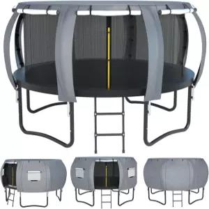 원형 트램펄린 텐트 14FT 전용 선쉐이드 커버 옥스포드 원단 - 8극 적합 야외 액세서리 회색