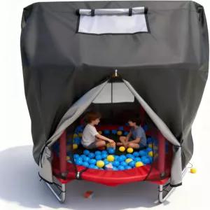 JINLI 55인치 원형 트램펄린 텐트 튼튼한 600D 야외 방수 자외선 차단 및 방풍 보호 커버 - 울타리가 있는