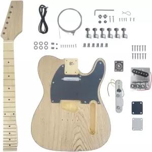 메이플 넥 핑거보드가 포함된 모드스트링 미완성 일렉트릭 기타 키트 애쉬 우드 베니어가 배스우드 바디 22