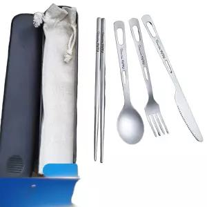 티타늄 수저세트 캠핑 커트러리 포크 백패킹 야외 경량