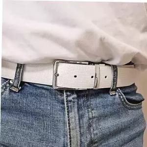 화이트 캐주얼 남성 벨트 양면 가죽 사이즈 넉넉 패션 소품 130cm