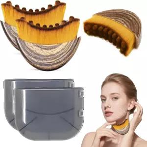 림프 컨투어 페이스 브러시 2팩 배액 - 디퍼핑 및 피부 광채를 위한 페이셜 드라이 턱선 목 팅 수동