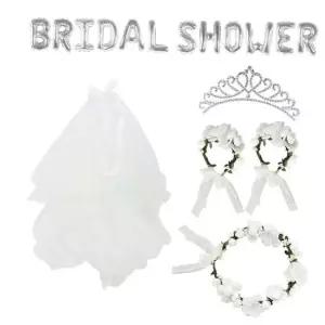 셀프웨딩소품 셀프웨딩 5종 실버 신부파티 신부화관 브라이덜샤워세트