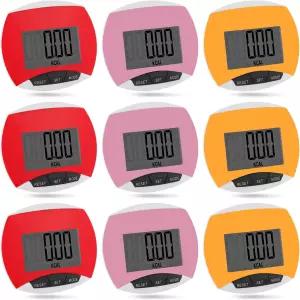 Copkim 9pcs 걷기 걸음마를 위한 간단한 만보계 벌크 및 칼로리 소모가 있는 마일 카운터 노인용 휴대용