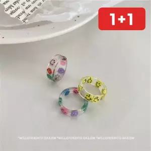 반지 비즈 아크릴 진주 플라워 스마일 여성 악세사리