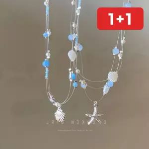 초커 비즈 조개 불가사리 목걸이 여름 해변 여성