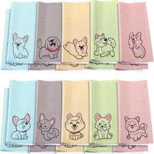 WILLBOND 20개 극세사 클리닝 천 귀여운 강아지 디자인 부드러운 다색 안경용 클리너 카메라 렌즈 휴대폰