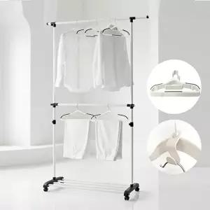 [셀러허브 1]높이조절 너비확장형 조립식 간편 이동식 행거 2단 옷걸이1 0개 세트 (48729683)