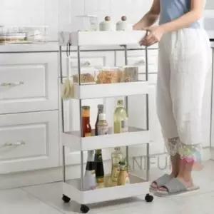 [생활] 주방 선반 수납 22cm 틈새트롤리 세탁실트롤리 구석선반 틈새수납 이동식 4단 스틸 바퀴달린선반