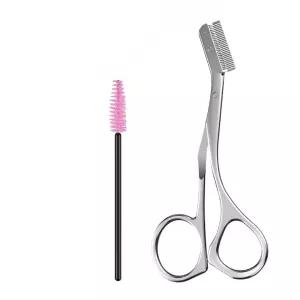 1PCS 스테인레스 스텐 눈썹 빗 가위 스틸 트리머