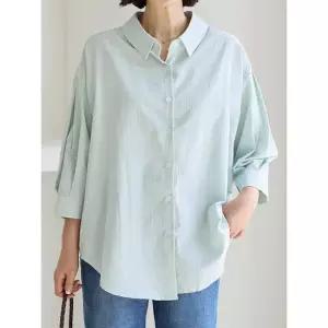 김여사, [빅사이즈](신상)(-110) 쉼이 있는 7부 카라셔츠 1NB603412