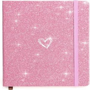 HJWKJUS 블링 A5 노트북 여아를 위한 안감 저널 메모장 귀여운 하트 패턴 디자인 글리터 다이어리 대학에서