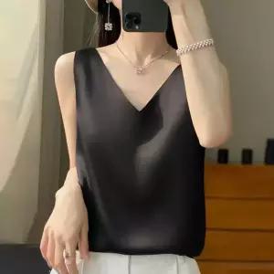 세군다 여친 캐주얼 나시 브이넥 실키 조끼 DOS1