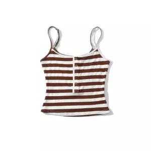 세군다 여자 조끼 캐주얼 가슴 히든 스트라이프 크롭 나시 DOS1