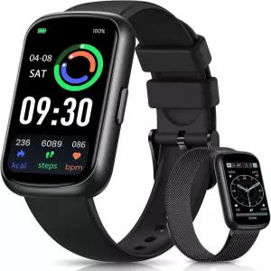 드켈라이프 피트니스 트래커 여성/남성용 스마트 워치 수면 있는 24시간 연중무휴 심박수 모니터 스텝