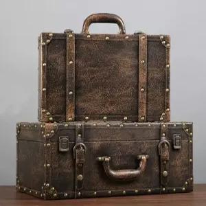 나무 여행가방 빈티지 원목 상자 촬영소품 인테리어 장식 보관함 레트로