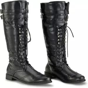 던하오 중세 르네상스 미드 송아지 고딕 부츠 플랫 재즈 신다