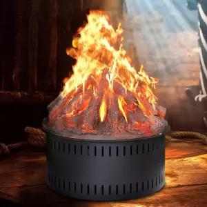 원형 난로 가습기 가짜 소품 불꽃 화로 캠핑 연기