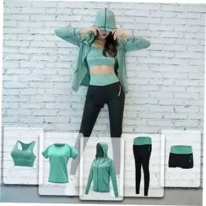 세트 여성 여성트레이닝반바지 반팔 탑 레깅스 후드 트레이닝복 반바지