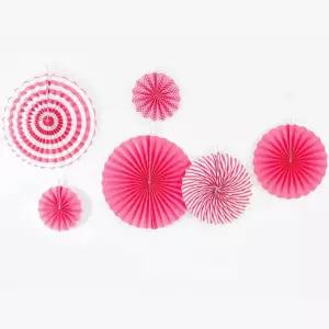 홈파티 벽장식 플라워팬 팬세트 핑크 6p 프로포즈 생일파티 장식팬 셀프웨딩 벽데코